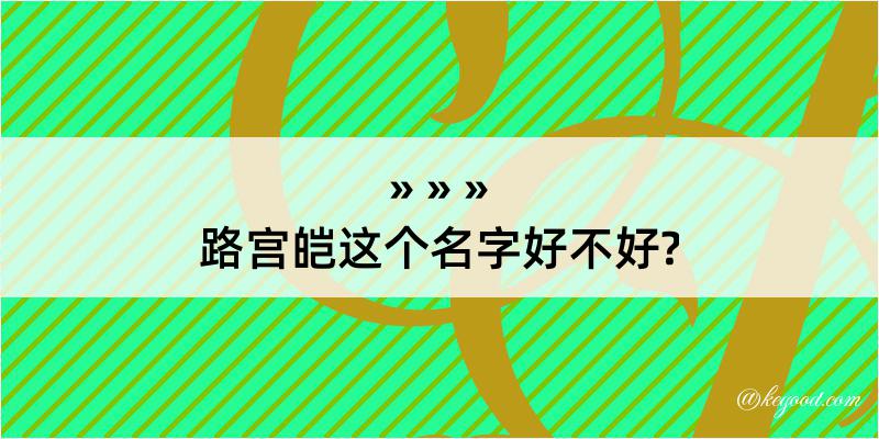 路宫皑这个名字好不好?