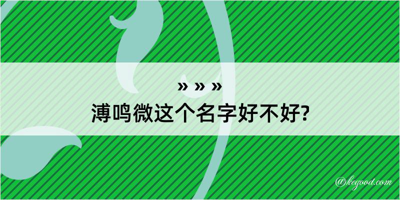 溥鸣微这个名字好不好?