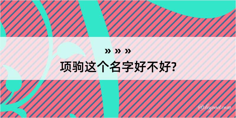 项驹这个名字好不好?