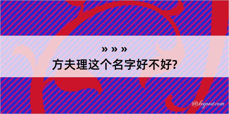 方夫理这个名字好不好?