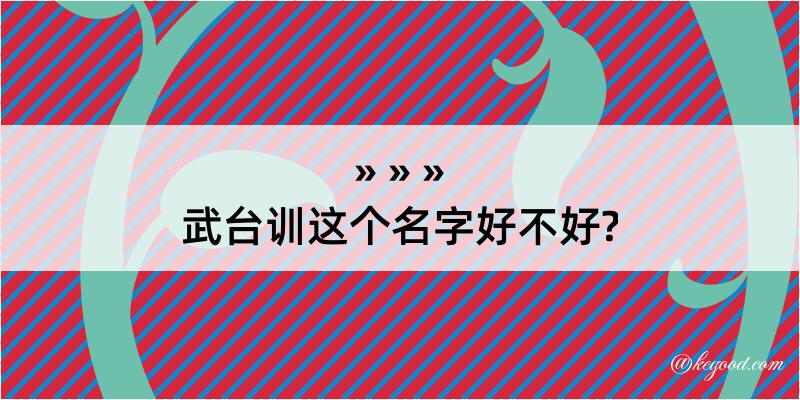 武台训这个名字好不好?