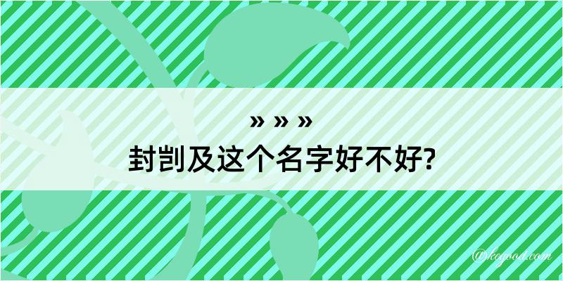 封剀及这个名字好不好?