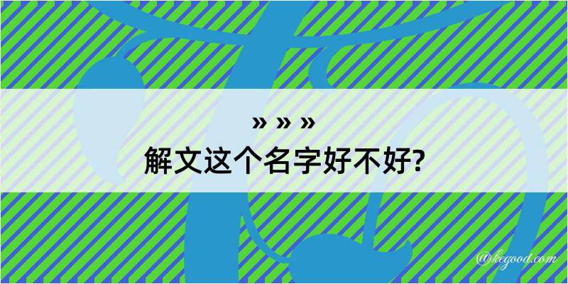 解文这个名字好不好?