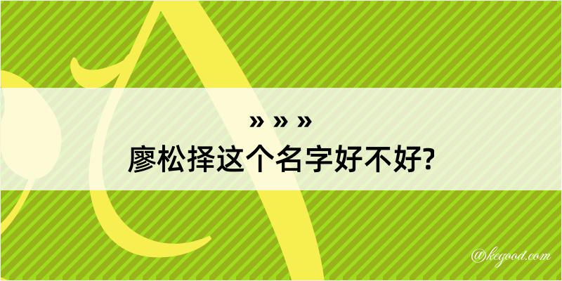 廖松择这个名字好不好?