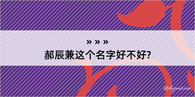 郝辰兼这个名字好不好?